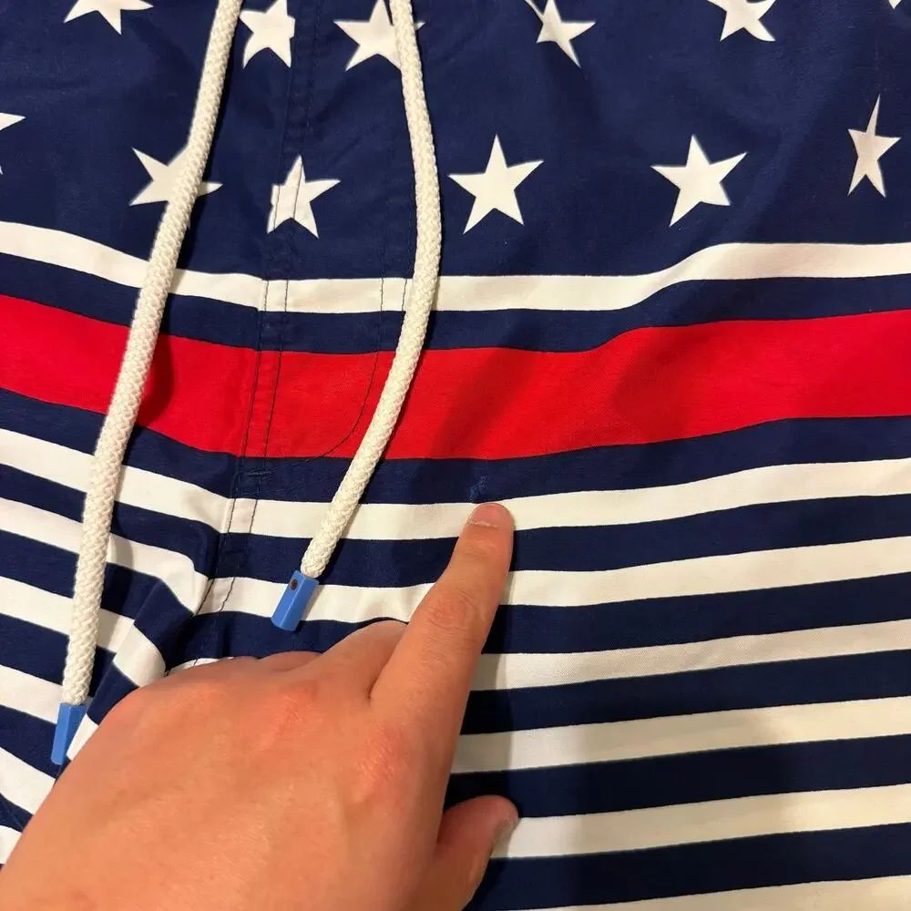 Southern Tide | Preppy Summer Men’s American Flag SwimTrunks 5.5” Inseam July